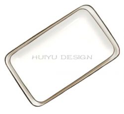 Porcelain black rim rectangle plate