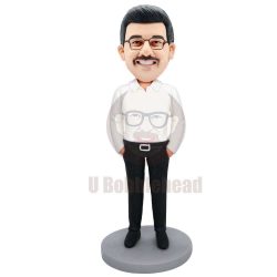 Custom White Shirt Office Male Boss Bobbleheads