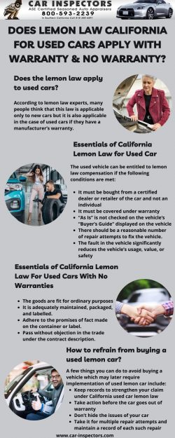 Does Lemon Law California For Used Cars Apply With Warranty & No Warranty?