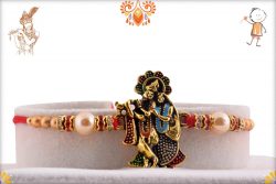 Silver Radha Krishna rakhi designed