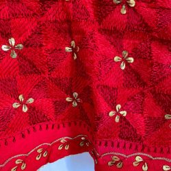 Pure Chinon Silk Bridal Gotta Work Phulkari Dupatta Red