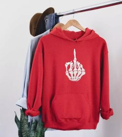 Bleach Skeleton Hoodie, Halloween Skeleton Middle Finger Hoodie