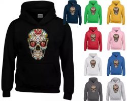 skull hoodie mens, Rose Eyes Day of Dead Trendy Hooded