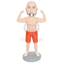 Custom Male Fitness Coach Bobbleheads In Orange Shorts