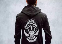 skull zip up hoodie, Geometric Snake and Bone Zip Up Hoodie