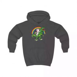 dinosaur hoodie, Kids Unicorn Riding Dinosaur Hoodie