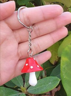 Red Mushroom Keychain, Funky Keychain, Keychain Gift, Keychain Cute, Quirky Keychain, Fairy Tale ...