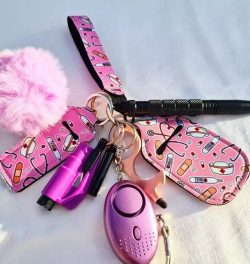 Medical Nurse Pink Safety Keychain Handy Bracelet Set Work Accessories Kit