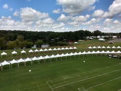 Large tent with curtains and ceiling