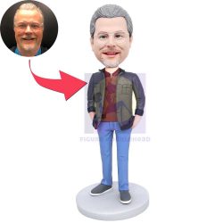 Custom Male Bobbleheads In Brown Coat