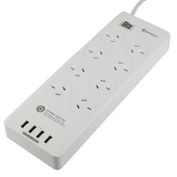 8 OUTLET USB POWER BOARD WITH 4 USB CHARGING PORTS