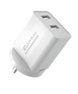 5V 2.4A DUAL USB PORT MAINS CHARGER WHITE