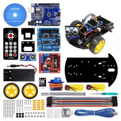 RECHARGEABLE 2 WHEEL DRIVE INFRA-RED & ULTRASONIC ARDUINO PROJECT ROBOT KIT