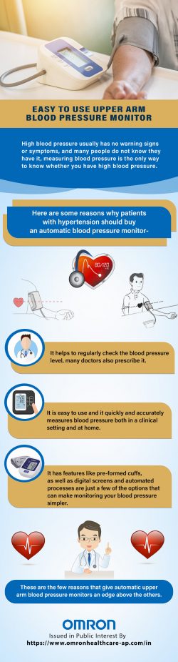 Easy to Use Upper Arm Blood Pressure Monitor