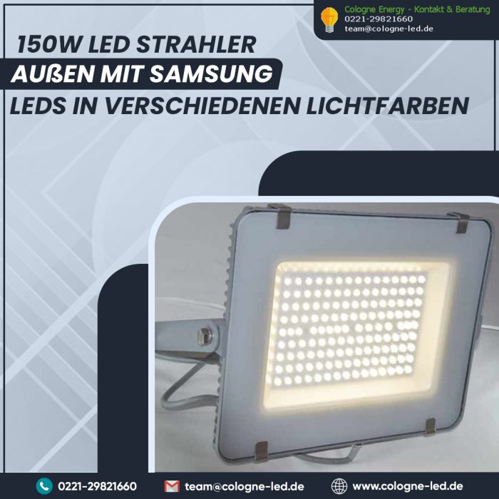 150W LED Strahler außen mit Samsung LEDs in verschiedenen Lichtfarben