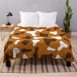 Cow Print Throw Blanket, Chocolate White Cow Print on Caramel Cow Blanket