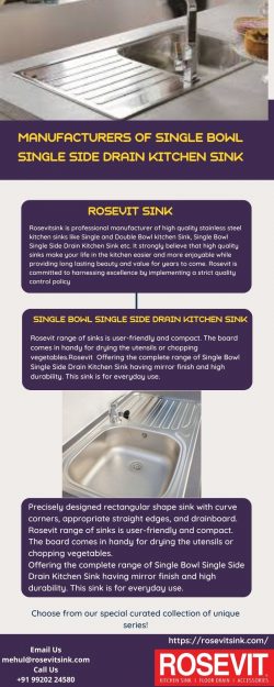 Manufacturer of Single Bowl Single Side Drain Kitchen Sink