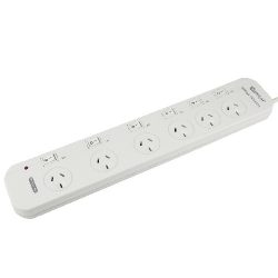 6 OUTLET INDIVIDUAL SWITCH POWER BOARD WITH SURGE PROTECTION