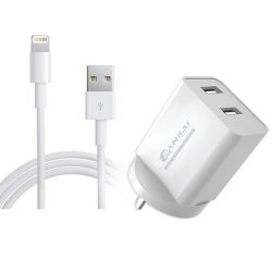 2.4A DUAL USB PORT MAINS CHARGER W/ 1.5M APPLE LIGHTNING CABLE