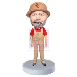 Retirement Male In Overalls Custom Figure Bobbleheads