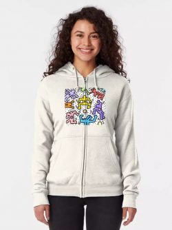 Keith Haring Surprise Keith Arts Zipped Hoodie $65.95