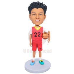 Custom Male Basketball Player Bobbleheads In Red Basketball Uniform