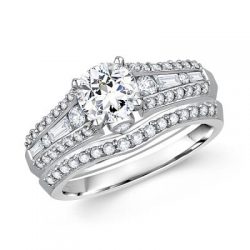 Round Diamond Cathedral Bridal Set