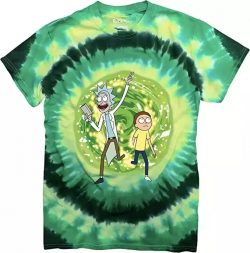 Rick and Morty Large Portal Adult Tie Dye T-Shirt, Rick And Morty Tie Dye Shirt