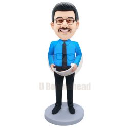 Custom Male Engineer Architect Bobbleheads With Blueprint