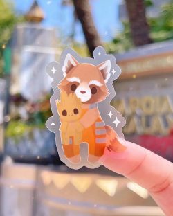 Rocket with Groot Plushie Disney Sticker Cute Water Bottle Stickers $3.99