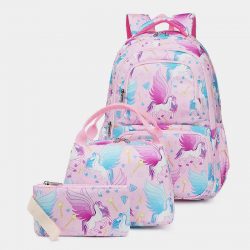 Unicorn Schoolbag Set for Girls Backpack Bookbag Lunch Bag Pencil Case