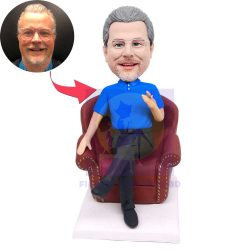 Male Boss Sitting On Sofa Holding A Cigarette Custom Figure Bobbleheads