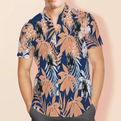 Upchurch Hawaiian Shirt Custom Photo Hawaiian Shirt Blue Leaves Hawaiian Shirt