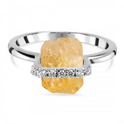 Citrine Raw Crystal & White Topaz Ring