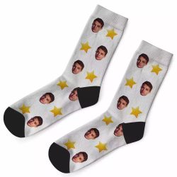 Lando Norris Socks Custom Photo Socks Star Socks White $19.95