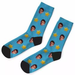 Lando Norris Socks Custom Photo Socks Star Socks Blue $19.95