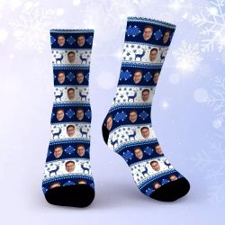 True Crime Obsessed Socks Custom Photo Socks Christmas Socks Reindeer Striped Print $19.95