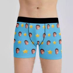 Lando Norris Boxers Custom Photo Boxers Men’s Underwear Star Boxers Blue $25.95