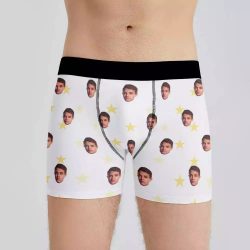 Lando Norris Boxers Custom Photo Boxers Men’s Underwear Little Star Boxers White $25.95