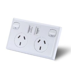 WHITE DOUBLE USB GPO POWER POINT SOCKET