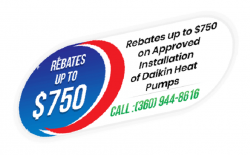 Rebates up to $750 on Approved Installation of Daikin Heat Pumps