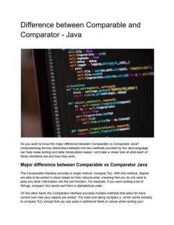 Difference between Comparable and Comparator