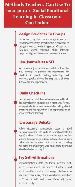 Methods Teachers Can Use To Incorporate Social Emotional Learning In Classroom Curriculum