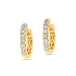 PRIVE’ 18K YELLOW GOLD 0.44CT 8 STONE DIAMOND HOOPS