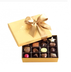 Surprise someone special with this elegant chocolate box decorated with a gold ribbon