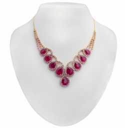 PINK AMBI SHAPE DESIGNER DIAMOND NECKLACE