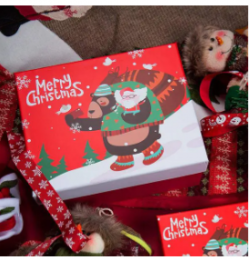 Santa gift box with lid cute and funny cartoon design adds festive atmosphere (3pcs in a set)