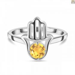 Citrine Hamsa Hand Ring