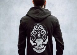 skull zip up hoodie, Geometric Snake and Bone Zip Up Hoodie $25.95