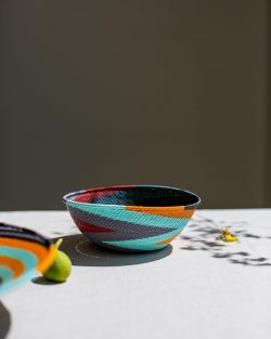 Colorful serveware handmade of durable telephone wire ✨